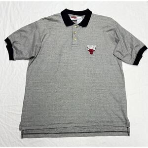 Vintage Chicago Bulls Polo Shirt Pro Edge 1997 Embroidered Logo Gray Mens L